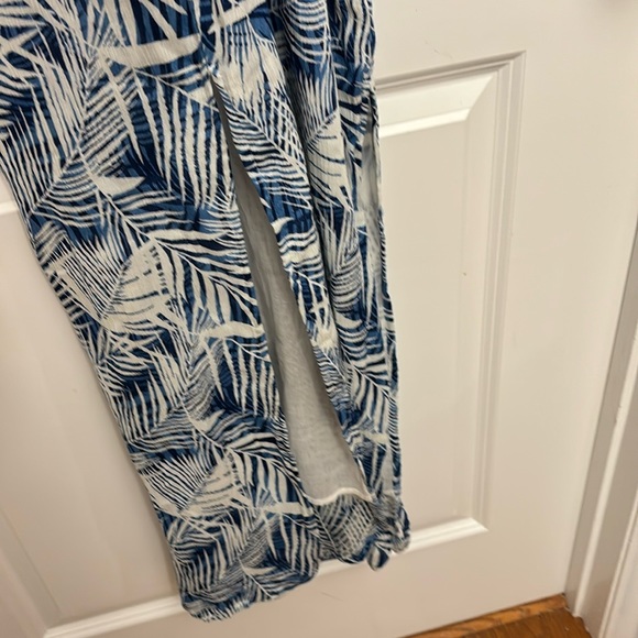 Lara Ethnics Dress Abstract Kavina Palm Slits Viscose Blue White Size S/M - Picture 9 of 11